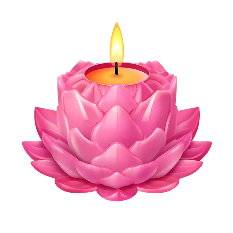 Pink Lotus Candle with Flame