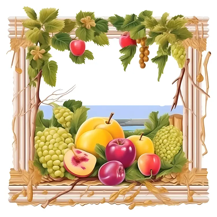Colorful Fruits in a Wooden Frame