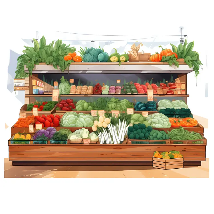 Neat Vegetable Display in Market
