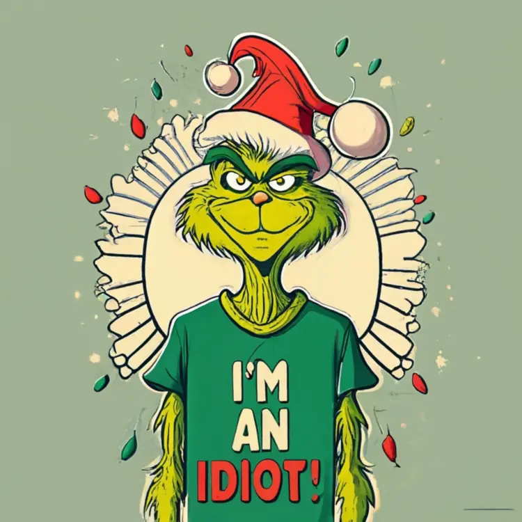 Grinch in Santa Hat with Funny Shirt