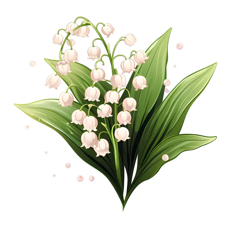 Delicate Lily of the Valley with Green Leaves