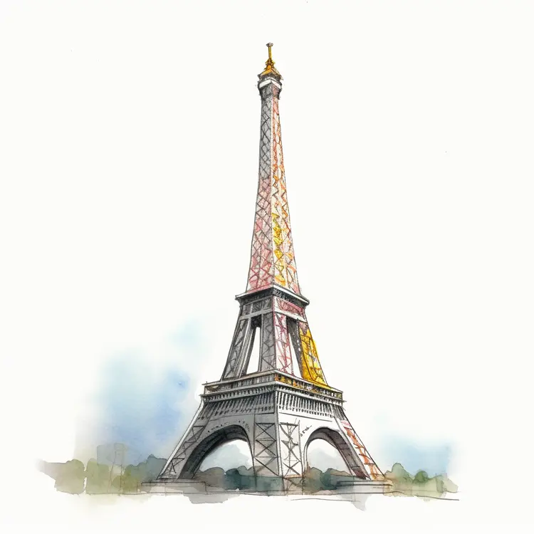 Watercolor Illustration of the Eiffel Tower