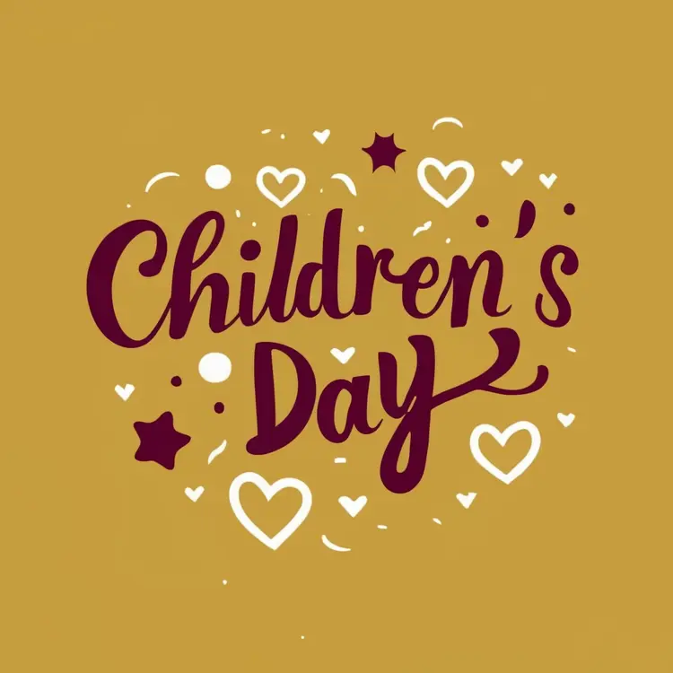 Simple Children's Day with Hearts and Stars