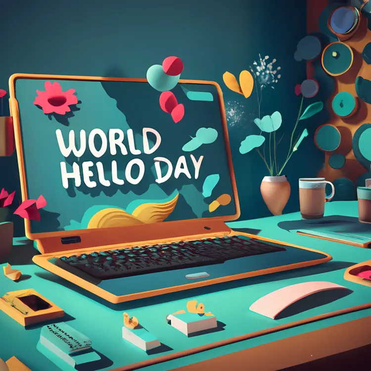 World Hello Day Celebration on Desk