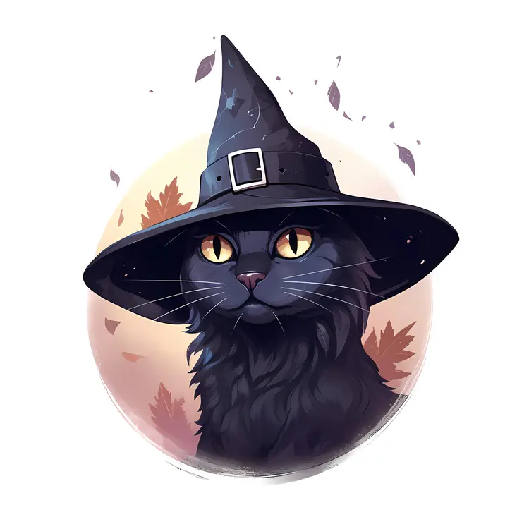 Black Cat with Witch Hat for Halloween