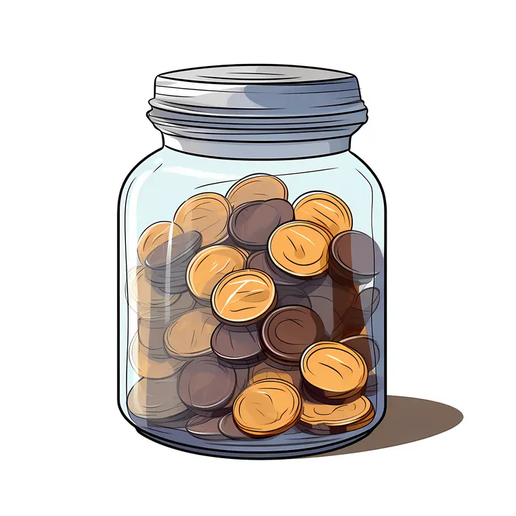 Coins in Jar Illustration