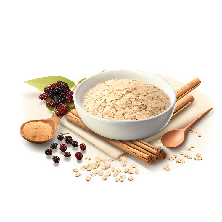 Oatmeal Ingredients with Cinnamon Sticks