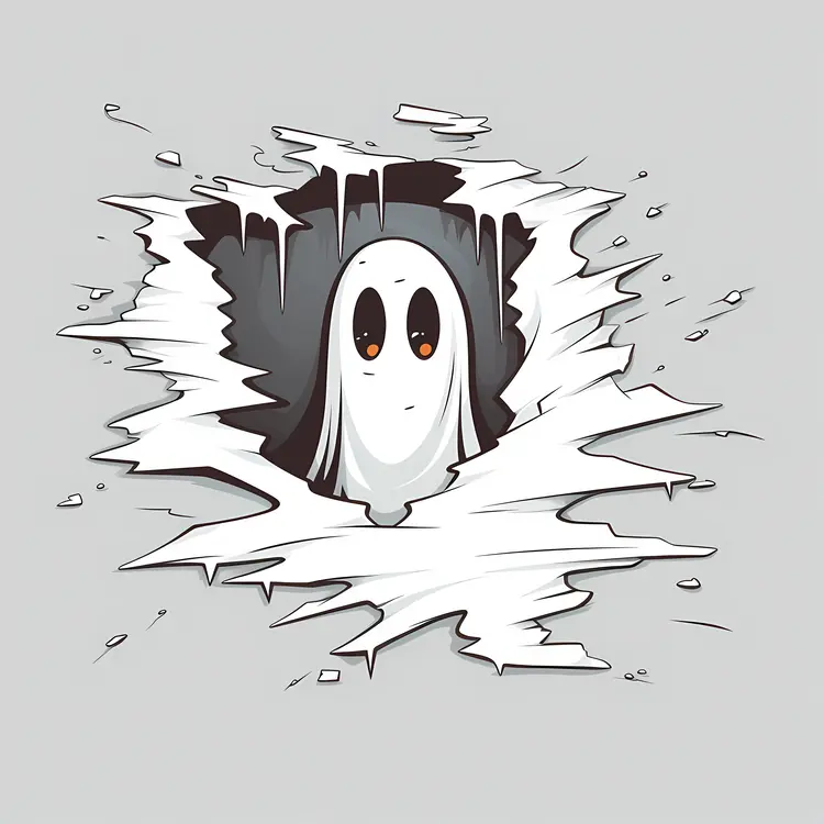 Cute Ghost Peeking Through Wall