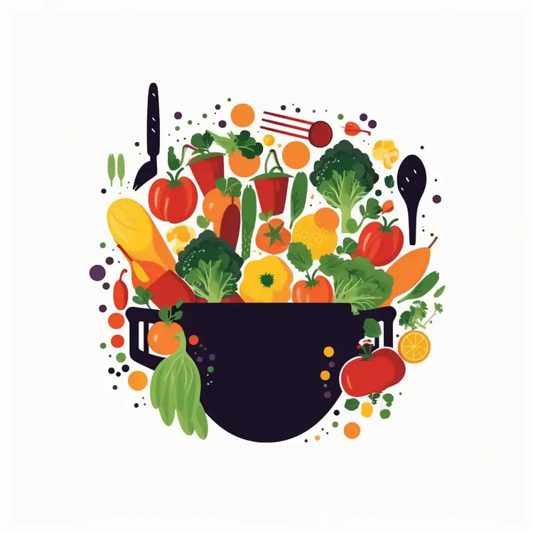 Colorful Pot with Fresh Vegetables for Healthy Cooking