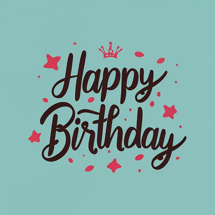 Happy Birthday with Crown and Stars