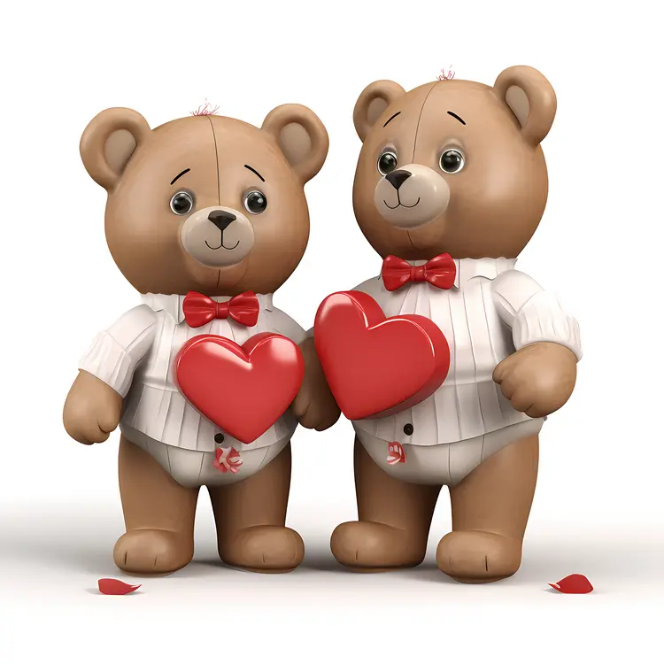 Adorable Teddy Bears with Hearts for Valentine's Day