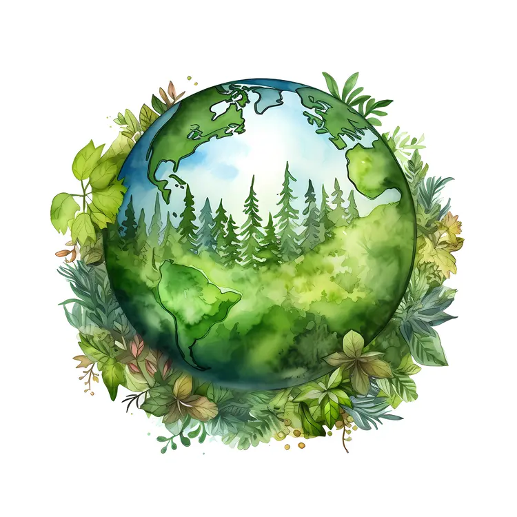 Earth with Forest and Leaves