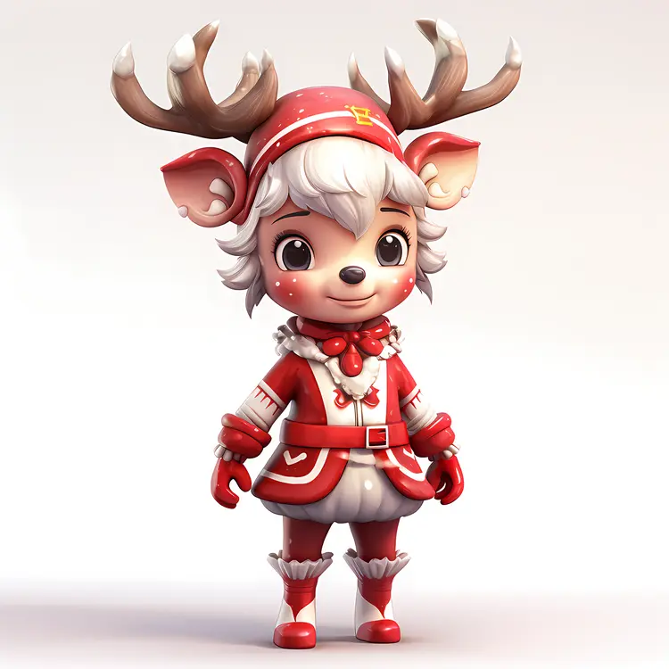 Cute Reindeer in Red Outfit