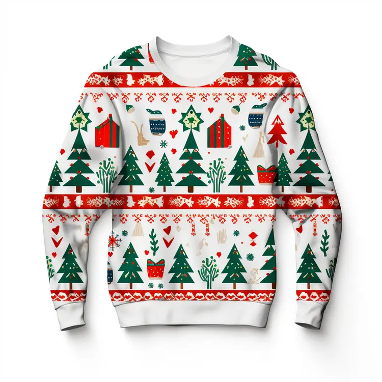 Festive Christmas Sweater with Holiday Patterns