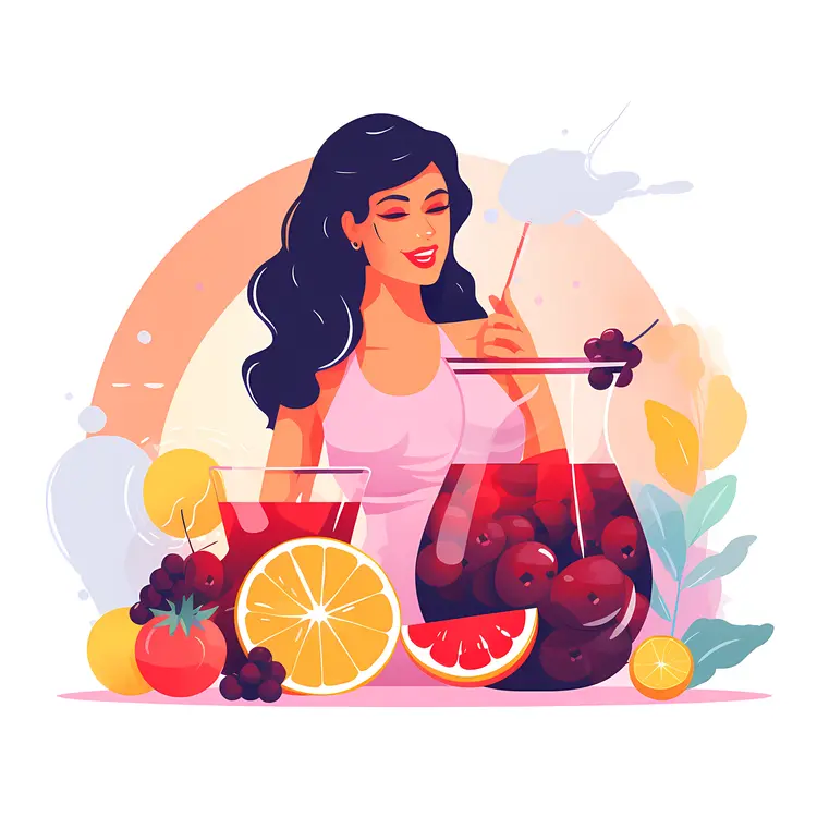 Woman Enjoying a Glass of Fruit Punch