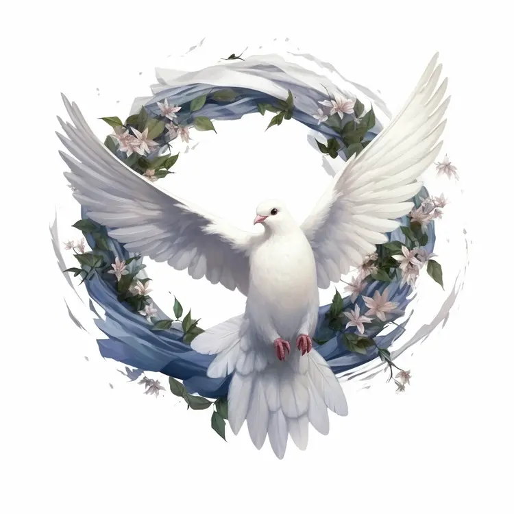 White Dove with Floral Wreath