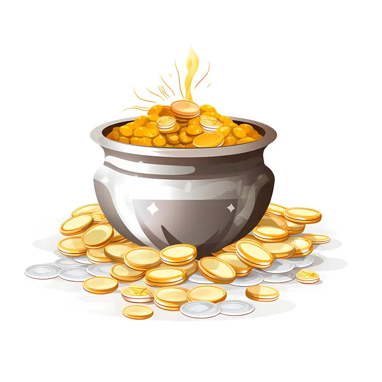 Pot Filled with Gold Coins