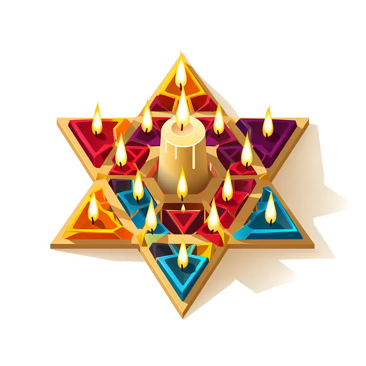 Multicolored Star and Candles for Festive Celebration