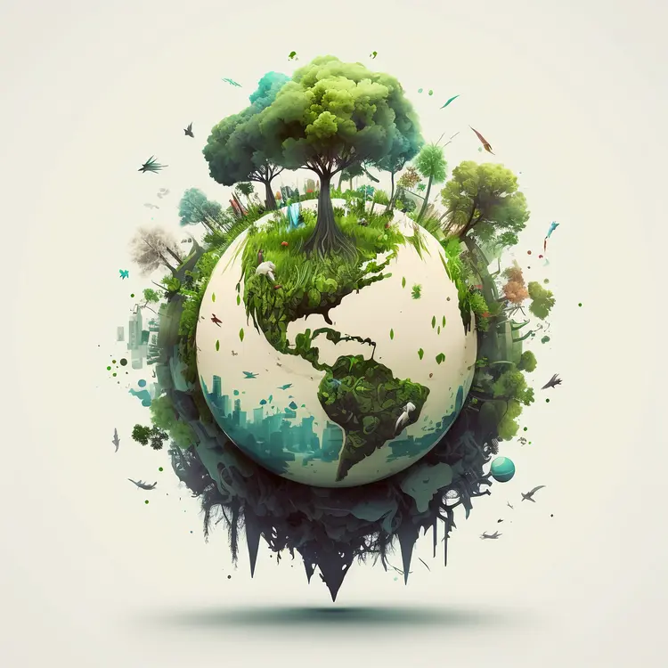Artistic Earth with Lush Greenery
