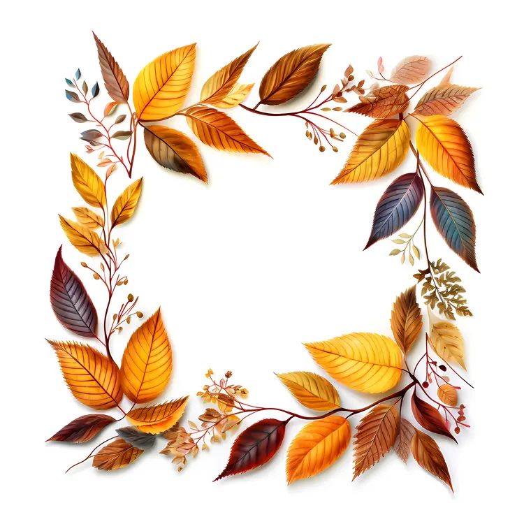 Autumn Leaves Frame with Yellow and Red Hues