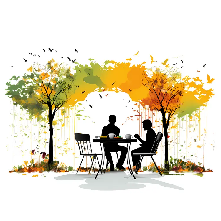 People at Table in Autumn