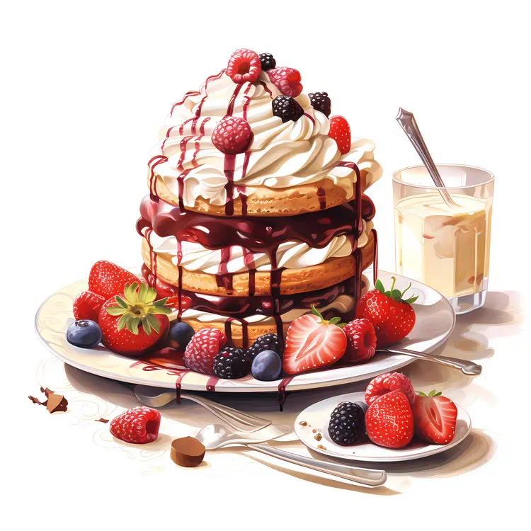 Dessert with Berries and Whipped Cream