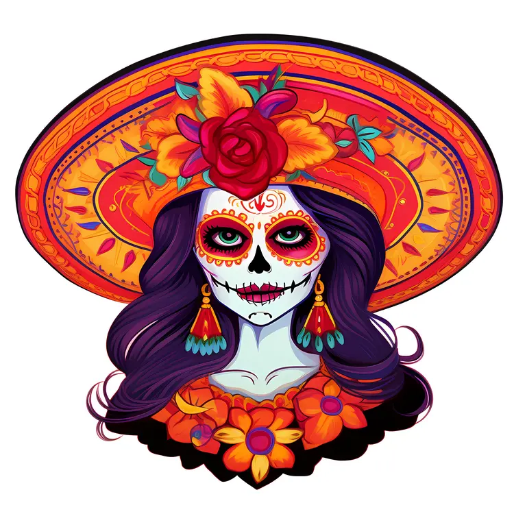 Colorful Sugar Skull for Day of the Dead Celebration