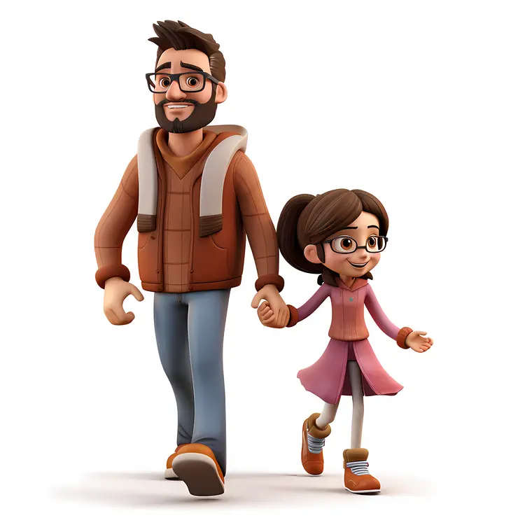 Father and Daughter Walking Together