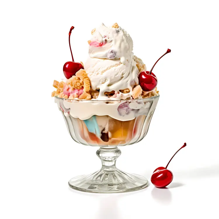 Delicious Ice Cream Sundae with Cherries