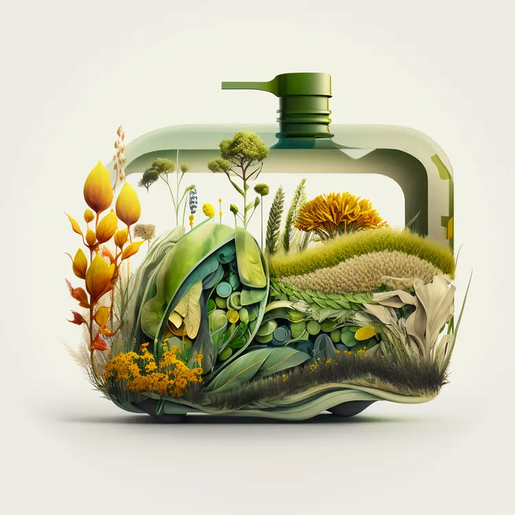 Eco-friendly Green Bottle with Nature Elements