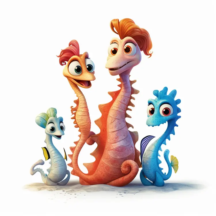 Cute Cartoon Sea Creatures Family