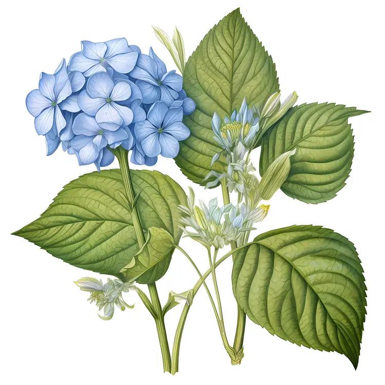 Blue Flowers with Green Leaves