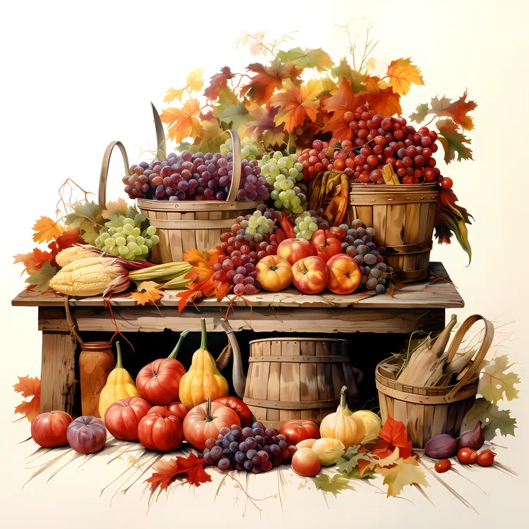 Autumn Harvest with Fruits and Vegetables