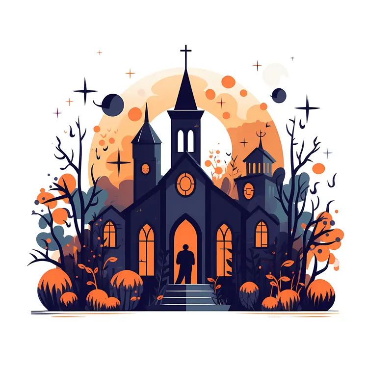 Haunted Church at Night Illustration