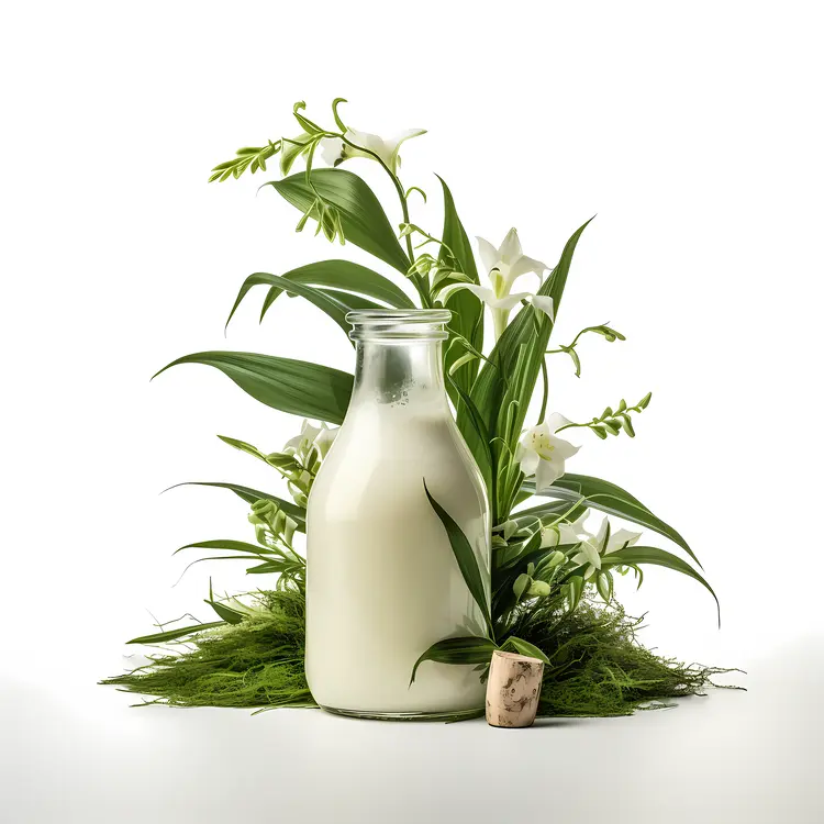 Milk Bottle with Greenery