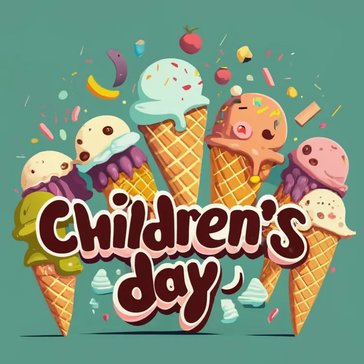 Colorful Ice Cream Cones for Children's Day