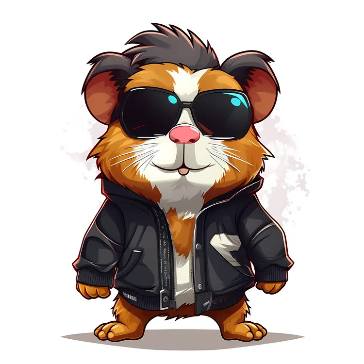 Cool Hamster in Jacket and Sunglasses