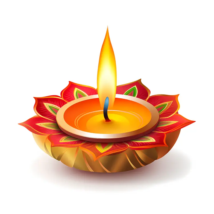 Beautiful Decorative Diya with Flame