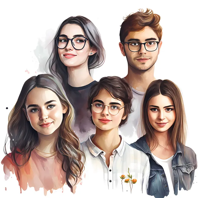 Group Portrait of Young People with Glasses