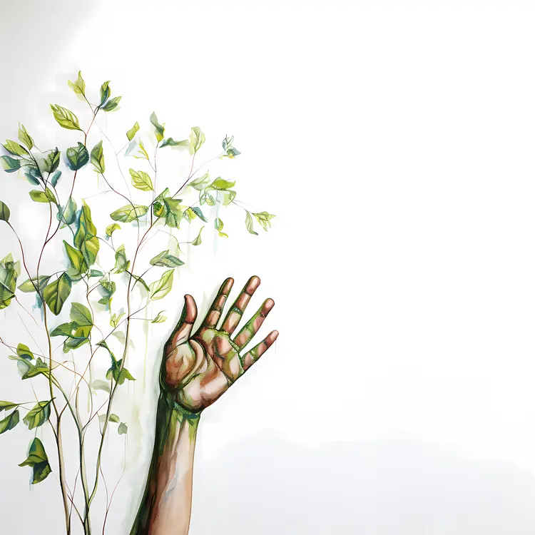 Hand with Growing Leaves