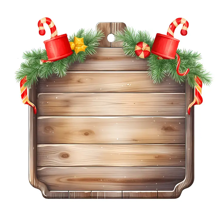 Wooden Sign with Candy Cane Decorations