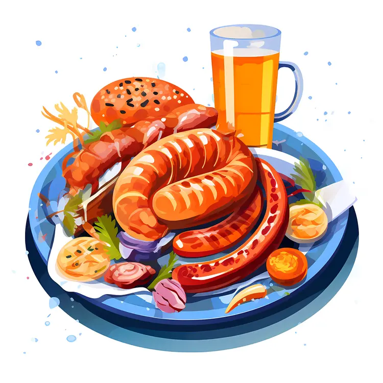 Sausages and Beer with Bread