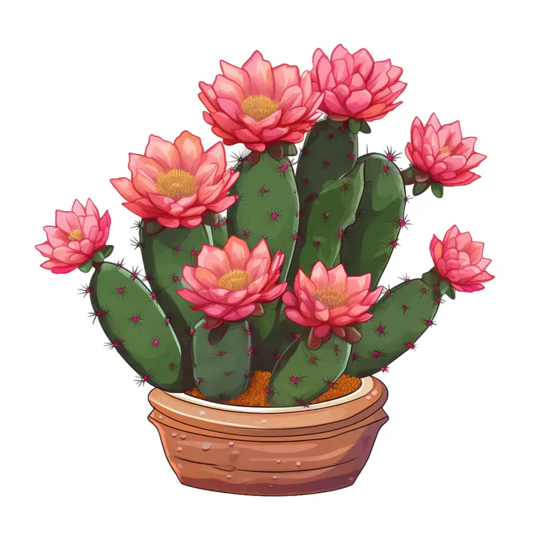 Blooming Cactus in a Pot