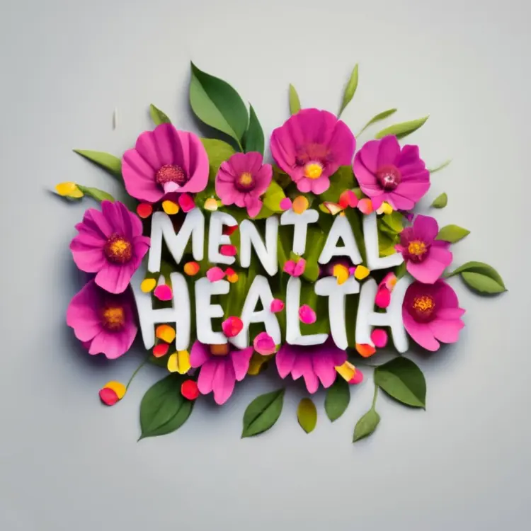 Pink Floral Mental Health Text