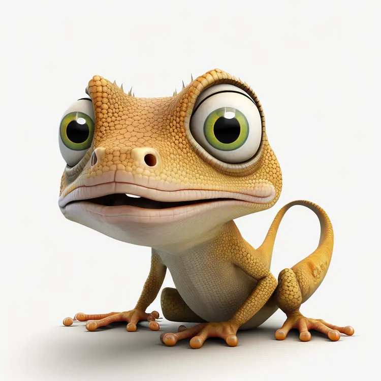Cute Cartoon Lizard with Big Eyes