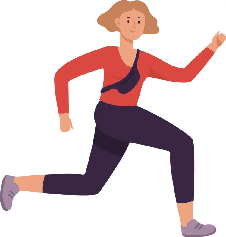 Running Woman with Crossbody Bag