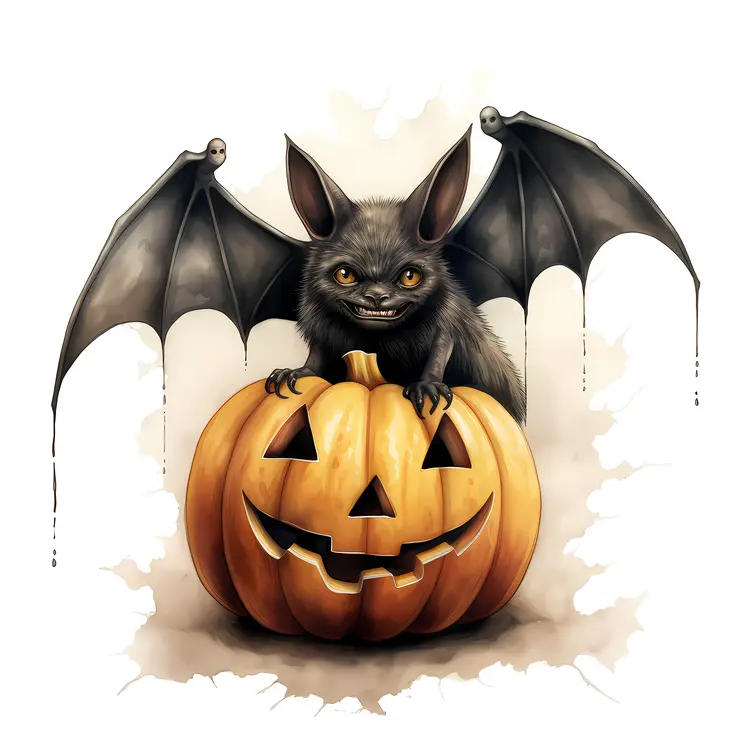 Scary Bat with Pumpkin for Halloween