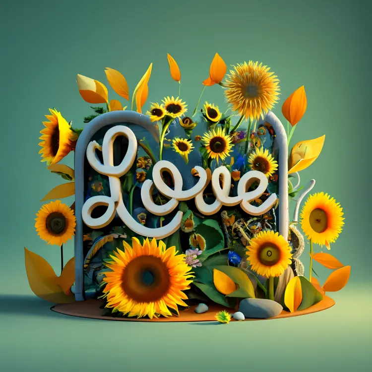 Sunflowers and Love in a Beautiful Arrangement