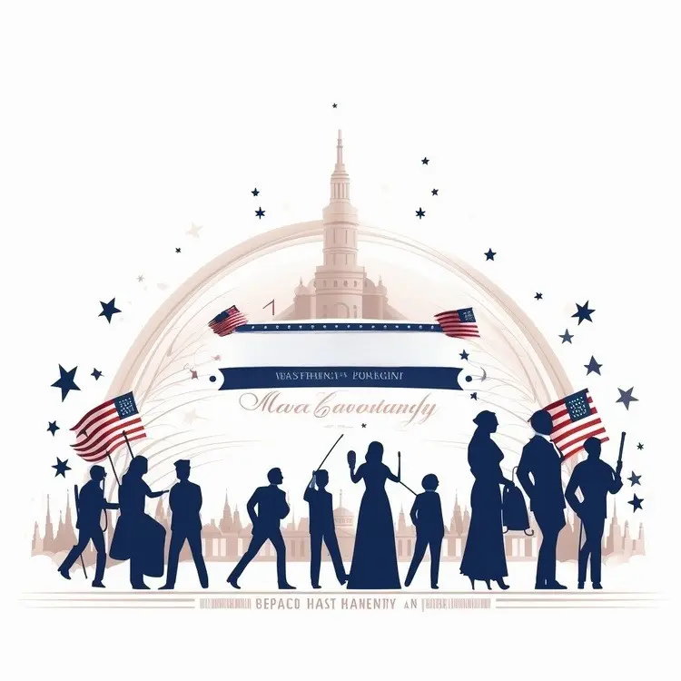 People Celebrating with American Flags