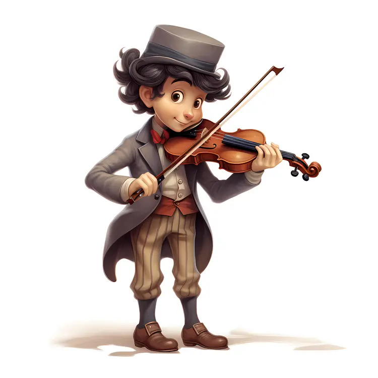 Cartoon Violinist Playing Music